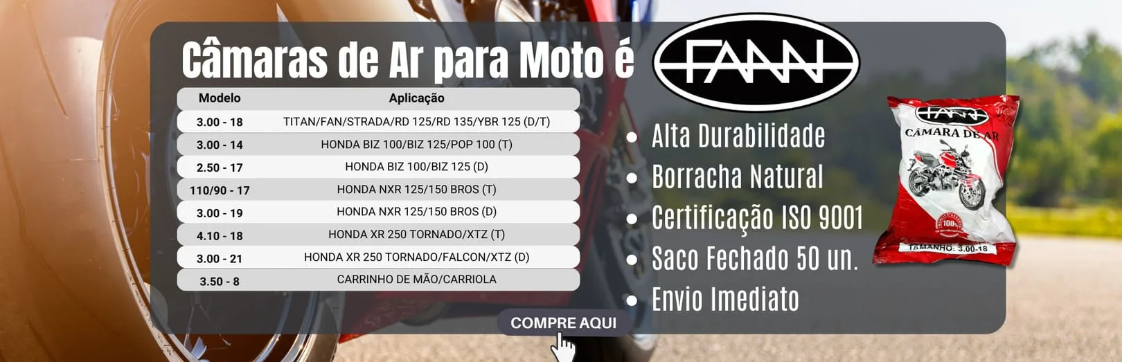 Banner camara de ar para moto emtecorp